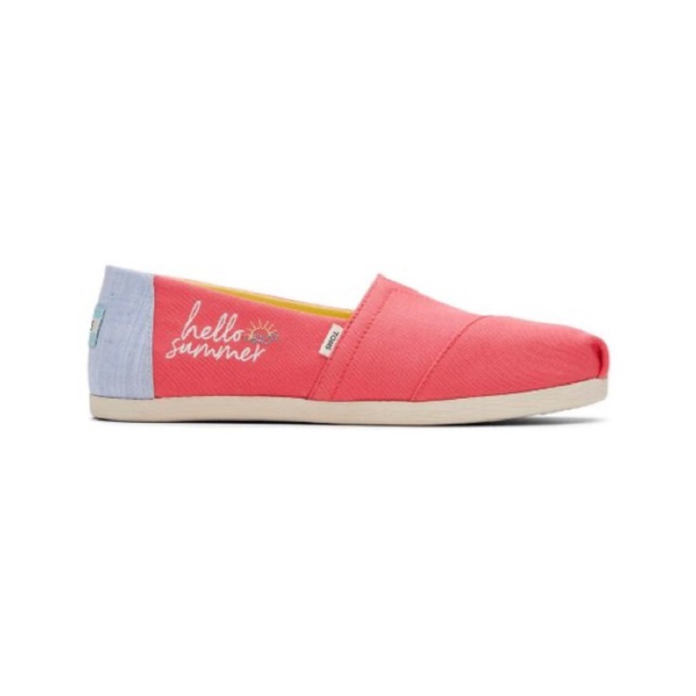 TOMS PINK “HELLO SUMMER” EMBROIDERED SZ 7W